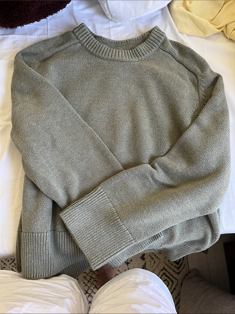 Abercrombie & Fitch Olive Green/Grey Crewneck Knit Sweater